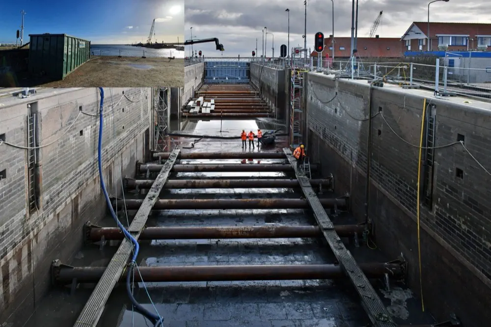 Renovatie Stevinsluis Den Oever, werkzaamheden in de schutsluis